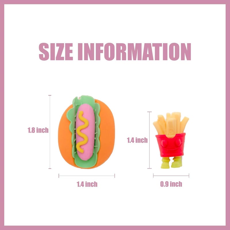 Clock King 110Pcs 3D Food Erasers for Kids, All are Food Styles, Random Desktop Pets Toys Gifts, Mini Puzzle Classroom Rewards, Kids Party Favors Back to School Supplies - Image 2